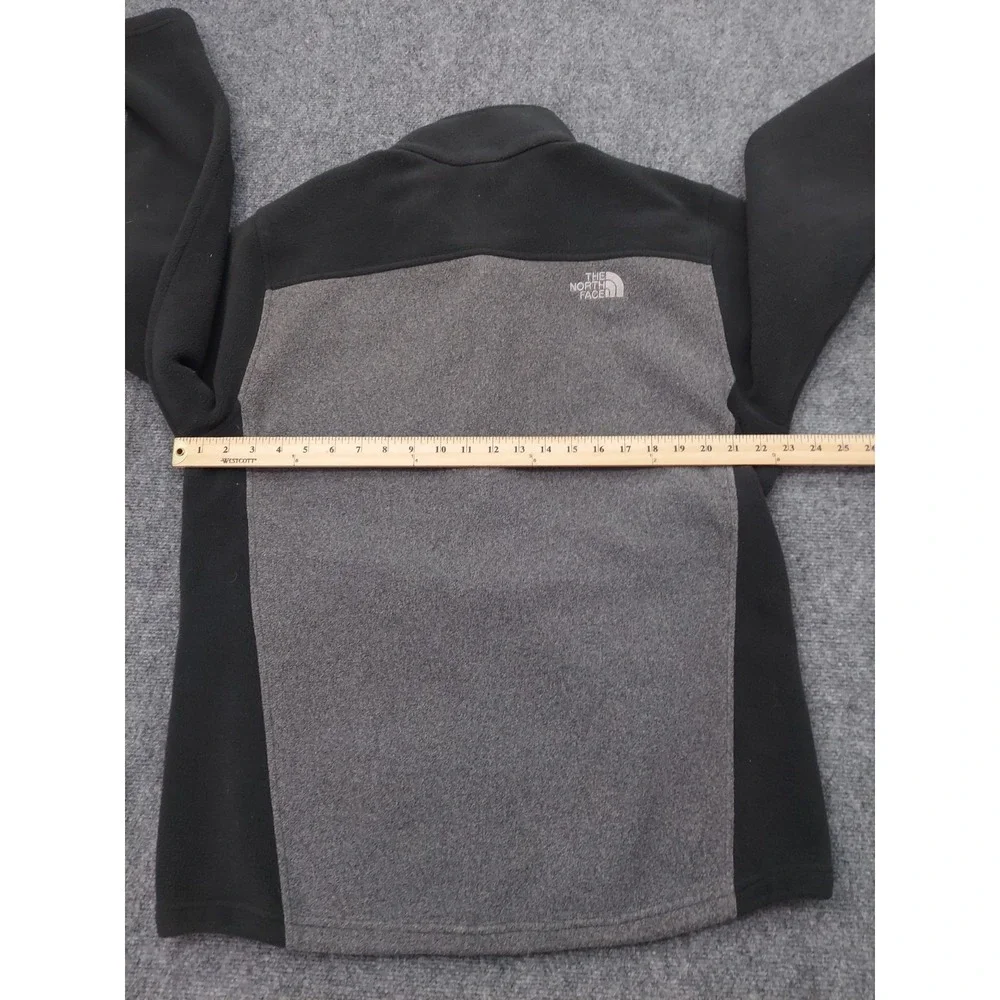 THE NORTH FACE Jacket Mens Large Black Gray Full Zip Mock Neck Fleece logo